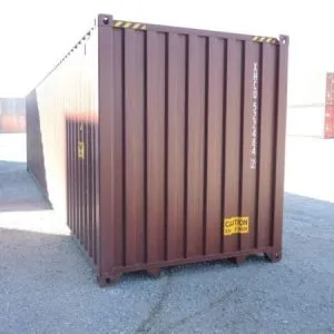 Brown repainted 40ft high cube container viewed from its closed end